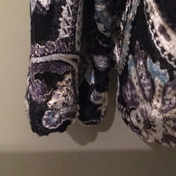 Jones New York top women’s size M shirt silky velour feel mesh inserts artsy - Picture 6 of 13